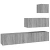 Set De 4 Uds Muebles Tv | Mueble De Salón | Armario Tv Madera Contrachapada Gris Sonoma Cfw789194