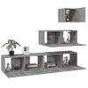 Set De 4 Uds Muebles Tv | Mueble De Salón | Armario Tv Madera Contrachapada Gris Sonoma Cfw789194