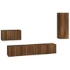 Set De 4 Uds Muebles Tv | Mueble De Salón | Armario Tv Madera Contrachapada Marrón Roble Cfw789204