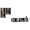 Set De 4 Uds Muebles Tv | Mueble De Salón | Armario Tv Madera Contrachapada Negro Cfw789212