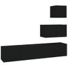 Set De 4 Uds Muebles Tv | Mueble De Salón | Armario Tv Madera Contrachapada Negro Cfw789219