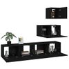 Set De 4 Uds Muebles Tv | Mueble De Salón | Armario Tv Madera Contrachapada Negro Cfw789219