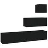 Set De 4 Uds Muebles Tv | Mueble De Salón | Armario Tv Madera Contrachapada Negro Cfw789220