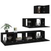 Set De 4 Uds Muebles Tv | Mueble De Salón | Armario Tv Madera Contrachapada Negro Cfw789220