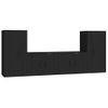 Set De 4 Uds Muebles Tv | Mueble De Salón | Armario Tv Madera Contrachapada Negro Cfw789221