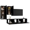 Set De 4 Uds Muebles Tv | Mueble De Salón | Armario Tv Salón Madera Contrachapada Negro Cfw789011