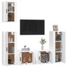 Set De 5 Uds Muebles Tv | Mueble De Salón | Armario Tv Madera Contrachapada Blanco Cfw789244