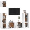 Set De 5 Uds Muebles Tv | Mueble De Salón | Armario Tv Madera Contrachapada Blanco Cfw789246