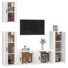 Set De 5 Uds Muebles Tv | Mueble De Salón | Armario Tv Madera Contrachapada Blanco Brillo Cfw788907