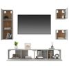 Set De 5 Uds Muebles Tv | Mueble De Salón | Armario Tv Madera Contrachapada Gris Hormigón Cfw788921