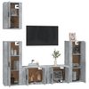 Set De 5 Uds Muebles Tv | Mueble De Salón | Armario Tv Madera Contrachapada Gris Hormigón Cfw788933