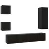 Set De 5 Uds Muebles Tv | Mueble De Salón | Armario Tv Madera Contrachapada Negro Cfw788934