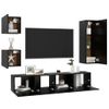 Set De 5 Uds Muebles Tv | Mueble De Salón | Armario Tv Madera Contrachapada Negro Cfw788934