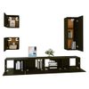 Set De 5 Uds Muebles Tv | Mueble De Salón | Armario Tv Madera Contrachapada Negro Cfw789274