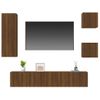 Set De 5 Uds Muebles Tv | Mueble De Salón | Armario Tv Madera Contrachapada Roble Marrón Cfw789284