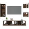 Set De 5 Uds Muebles Tv | Mueble De Salón | Armario Tv Madera Contrachapada Roble Marrón Cfw789284