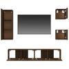 Set De 5 Uds Muebles Tv | Mueble De Salón | Armario Tv Madera Contrachapada Roble Marrón Cfw789284