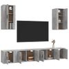 Set De 6 Uds Muebles Tv | Mueble De Salón | Armario Tv Madera Contrachapada Gris Hormigón Cfw788959