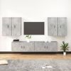 Set De 6 Uds Muebles Tv | Mueble De Salón | Armario Tv Madera Contrachapada Gris Hormigón Cfw788964