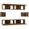 Set De 6 Uds Muebles Tv | Mueble De Salón | Armario Tv Madera Contrachapada Roble Marrón Cfw789332