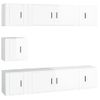 Set De 7 Uds Muebles Tv | Mueble De Salón | Armario Tv Madera Contrachapada Blanco Brillo Cfw788978