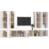 Set De 8 Uds Muebles Tv | Mueble De Salón | Armario Tv Madera Contrachapada Blanco Cfw789374