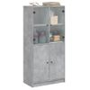 Aparador Alto | Armario De Cocina | Buffet De Salón Con Puertas Madera Gris Hormigón 68x37x142 Cm Cfw732264