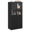 Aparador Alto | Armario De Cocina | Buffet De Salón Con Puertas Madera Ingeniería Negro 68x37x142 Cm Cfw732272