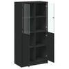 Aparador Alto | Armario De Cocina | Buffet De Salón Con Puertas Madera Ingeniería Negro 68x37x142 Cm Cfw732272