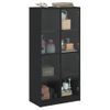 Aparador Alto | Armario De Cocina | Buffet De Salón Con Puertas Madera Ingeniería Negro 68x37x142 Cm Cfw732273