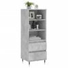 Aparador Alto | Armario De Cocina | Buffet De Salón Madera Contrachapada Gris Hormigón 40x36x110 Cm Cfw733197