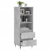 Aparador Alto | Armario De Cocina | Buffet De Salón Madera Contrachapada Gris Hormigón 40x36x110 Cm Cfw733197