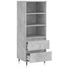 Aparador Alto | Armario De Cocina | Buffet De Salón Madera Contrachapada Gris Hormigón 40x36x110 Cm Cfw733197