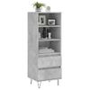 Aparador Alto | Armario De Cocina | Buffet De Salón Madera Contrachapada Gris Hormigón 40x36x110 Cm Cfw733198