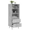 Aparador Alto | Armario De Cocina | Buffet De Salón Madera Contrachapada Gris Hormigón 40x36x110 Cm Cfw733198