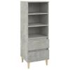 Aparador Alto | Armario De Cocina | Buffet De Salón Madera Contrachapada Gris Hormigón 40x36x110 Cm Cfw733199