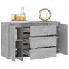 Aparador | Armario De Cocina | Buffet De Salón Con 3 Cajones Contrachapado Gris Hormigón 120x41x75 Cm Cfw734620