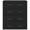 Aparador | Armario De Cocina | Buffet De Salón Con 4 Cajones Negro 60x30,5x71 Cm Cfw734638