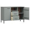 Aparador | Armario De Cocina | Buffet De Salón Con Patas Metal Oslo Madera Maciza Gris 113x40x77 Cm Cfw734791