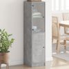 Aparador | Armario De Cocina | Buffet De Salón Con Puerta De Vidrio Gris Hormigón 35x37x142 Cm Cfw734795