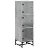 Aparador | Armario De Cocina | Buffet De Salón Con Puertas De Vidrio Gris Hormigón 35x37x120 Cm Cfw734806