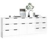 3 Uds Aparador | Armario De Cocina | Buffet De Salón De Madera Contrachapada Blanco Brillante Cfw734845