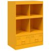 Aparador | Armario De Cocina | Buffet De Salón De Acero Amarillo Mostaza 67x39x95 Cm Cfw734868