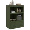 Aparador | Armario De Cocina | Buffet De Salón De Acero Verde Oliva 67x39x95 Cm Cfw734898