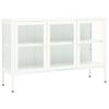 Aparador | Armario De Cocina | Buffet De Salón De Acero Y Vidrio Blanco 105x35x70 Cm Cfw734899