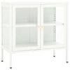 Aparador | Armario De Cocina | Buffet De Salón De Acero Y Vidrio Blanco 70x35x70 Cm Cfw734900