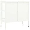 Aparador | Armario De Cocina | Buffet De Salón De Acero Y Vidrio Blanco 70x35x70 Cm Cfw734900