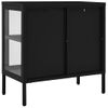 Aparador | Armario De Cocina | Buffet De Salón De Acero Y Vidrio Negro 70x35x70 Cm Cfw734908