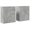 Pack 2 Uds Aparador | Armario De Cocina | Buffet De Salón De Madera Ingeniería Gris Hormigón 60x31x70 Cm Cfw737144