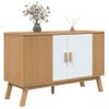 Aparador | Armario De Cocina | Buffet De Salón Olden Madera Maciza Pino Blanco Y Marrón 114x43x73,5cm Cfw738116